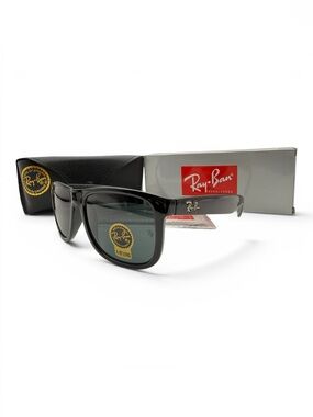 Ray-Ban Justin-Style Black Sunglasses with Blue  Lenses